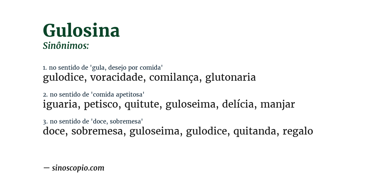 Sinônimo de gulosina
