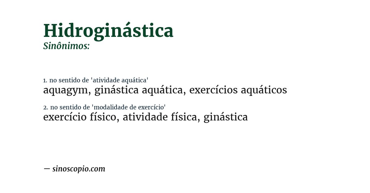 Sinônimo de hidroginástica