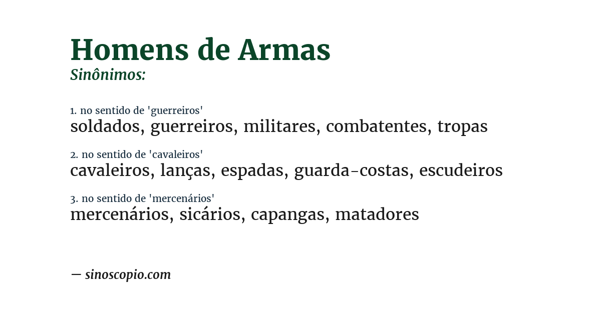 Sinônimo de homens de armas