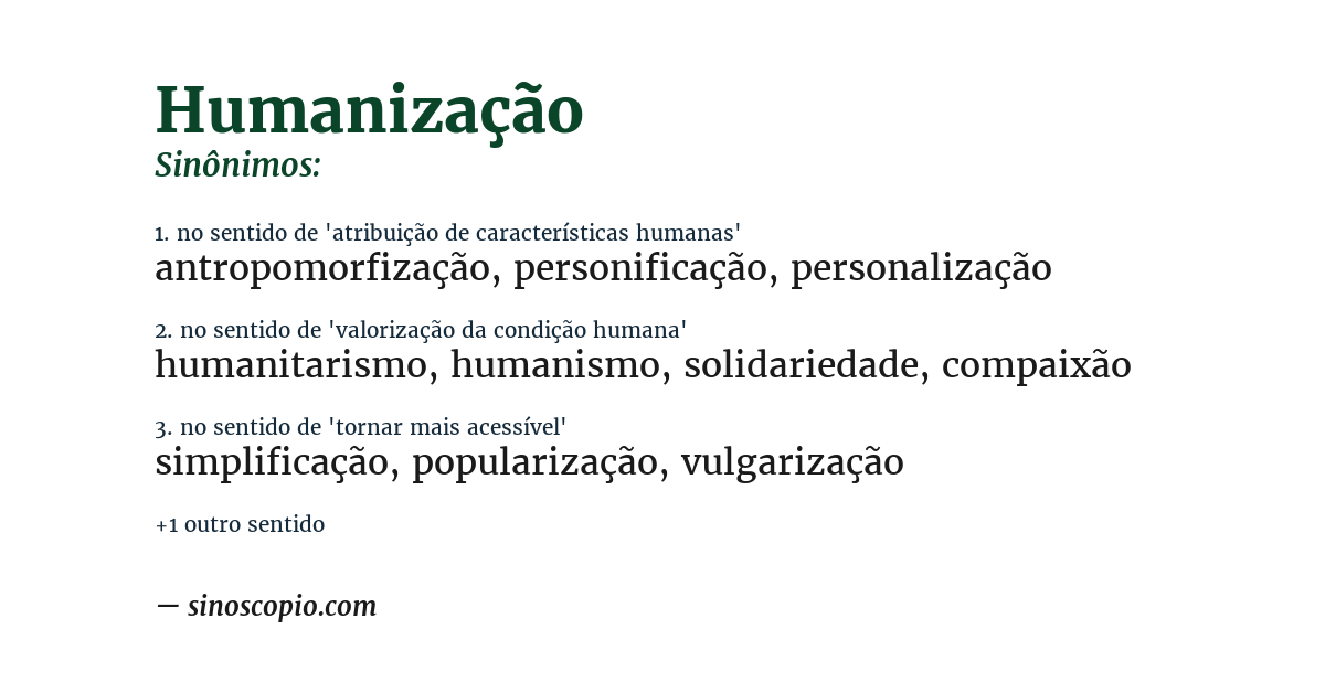 Sinônimo de humanização