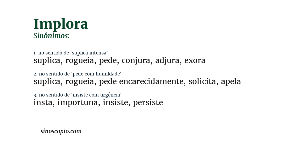 Sinônimo de implora