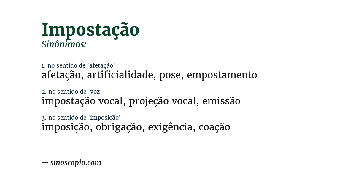 Sinônimo de impostação