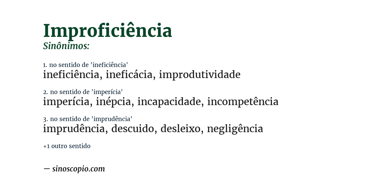 Sinônimo de improficiência