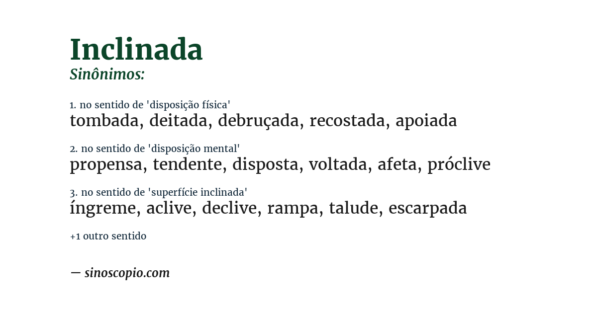 Sinônimo de inclinada