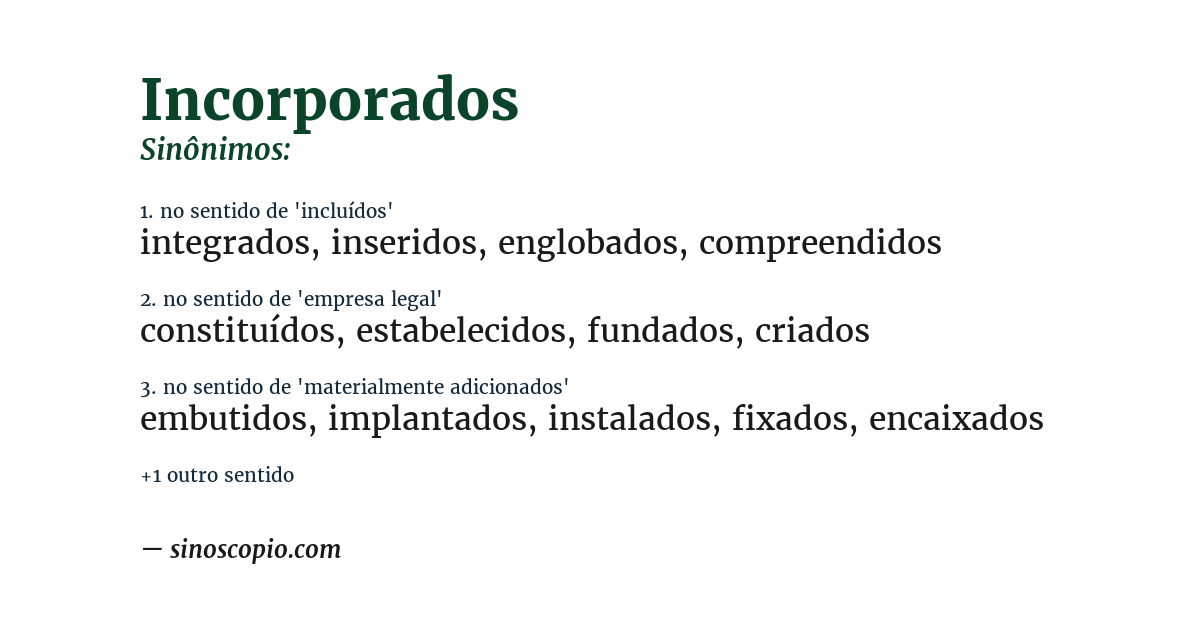 Sinônimo de incorporados