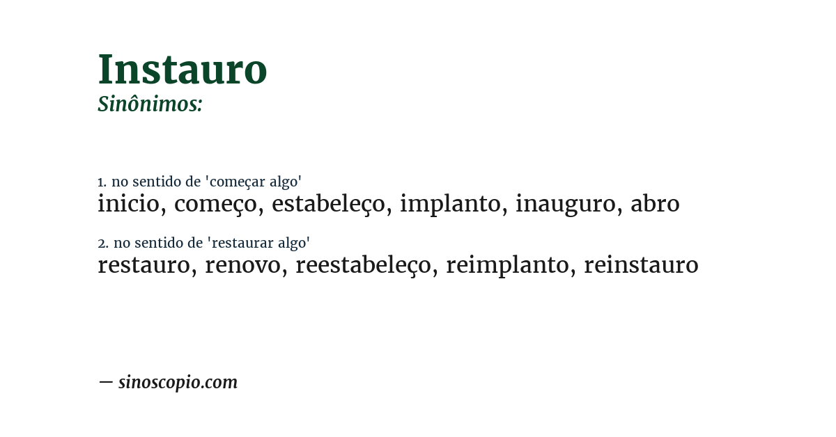 Sinônimo de instauro