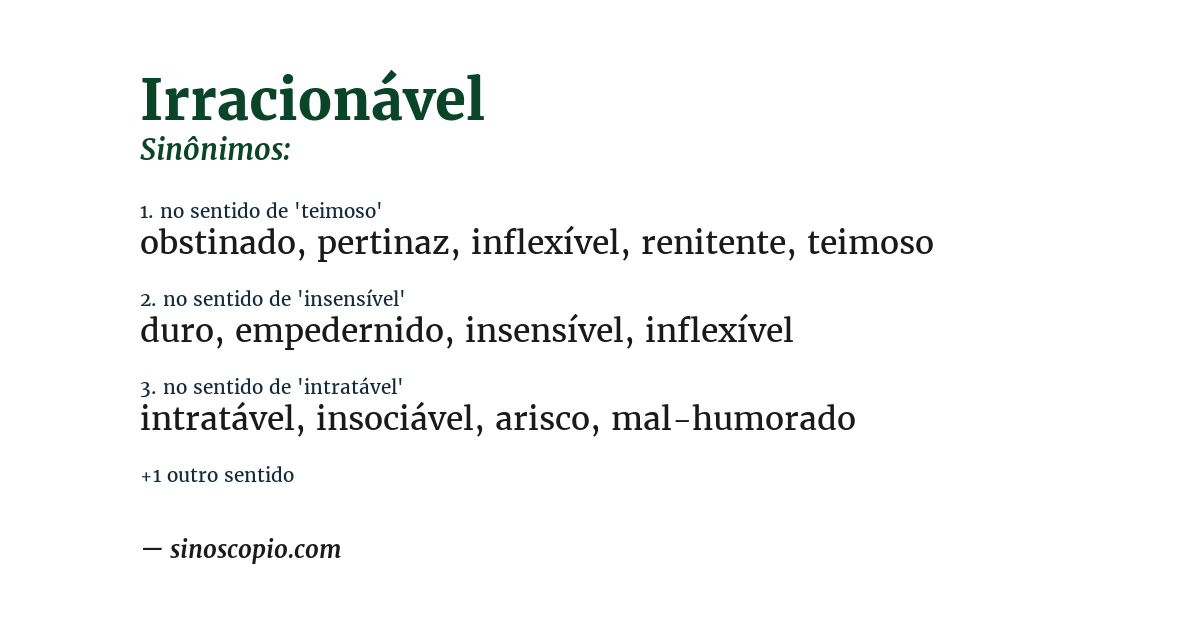 Sinônimo de irracionável