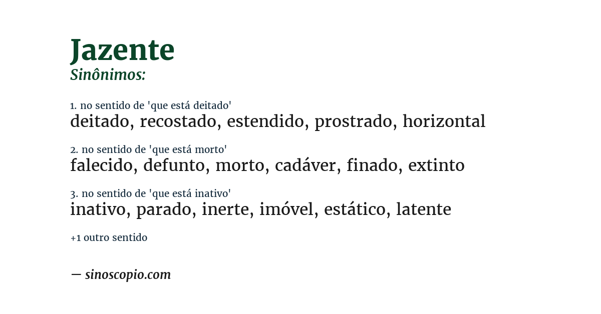 Sinônimo de jazente