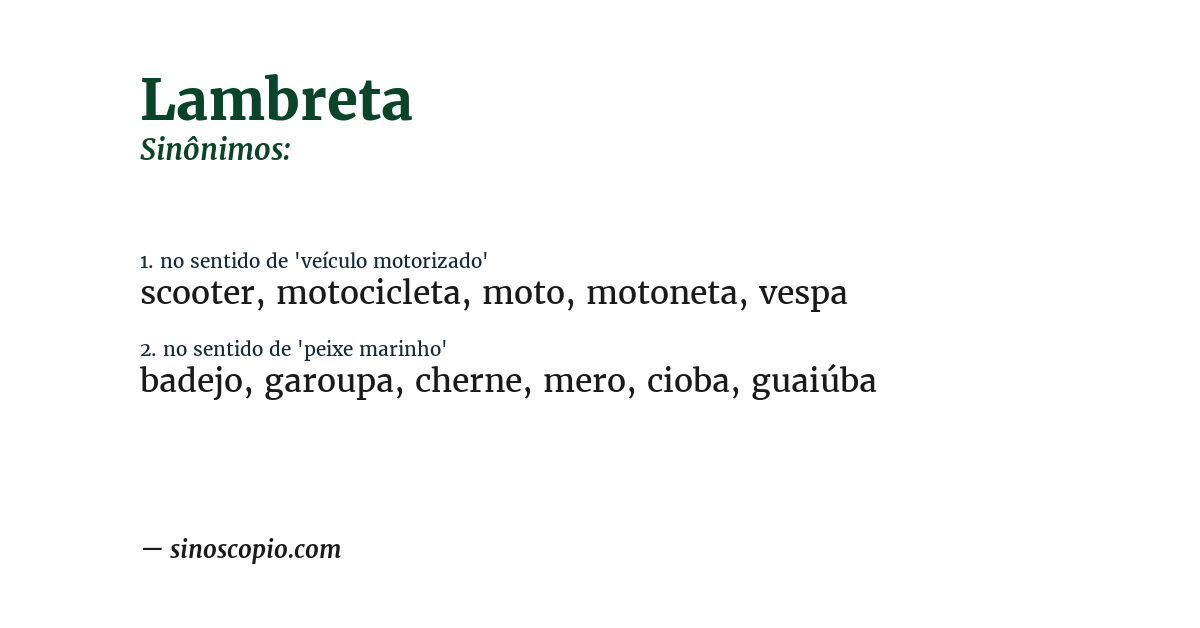 Sinônimo de lambreta