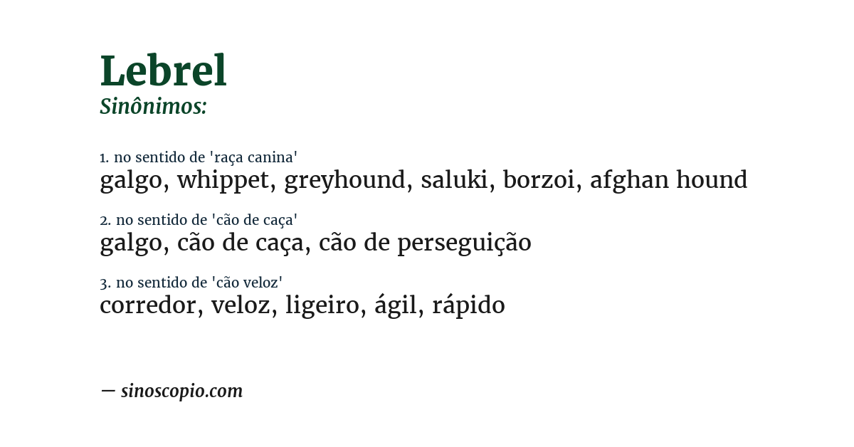 Sinônimo de lebrel