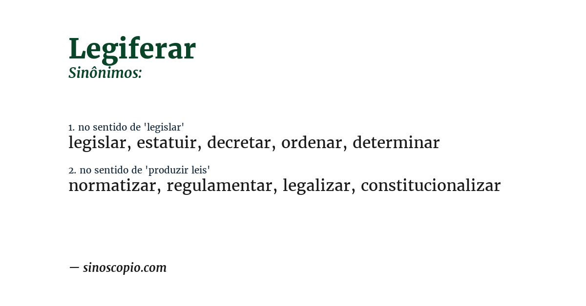 Sinônimo de legiferar