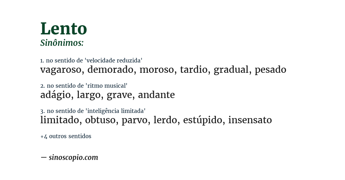 Sinônimo de lento