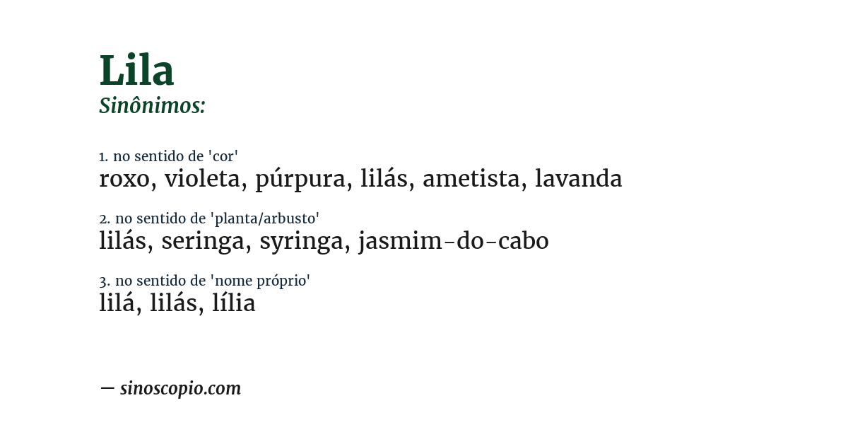 Sinônimo de lila