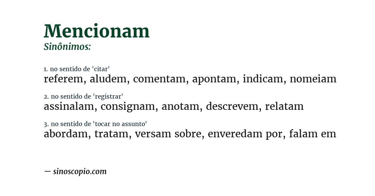 Sinônimo de mencionam