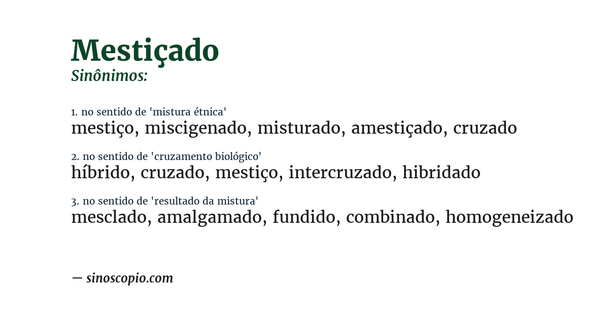 Sinônimo de mestiçado
