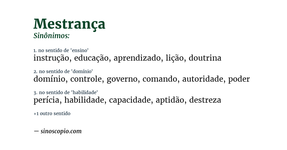 Sinônimo de mestrança