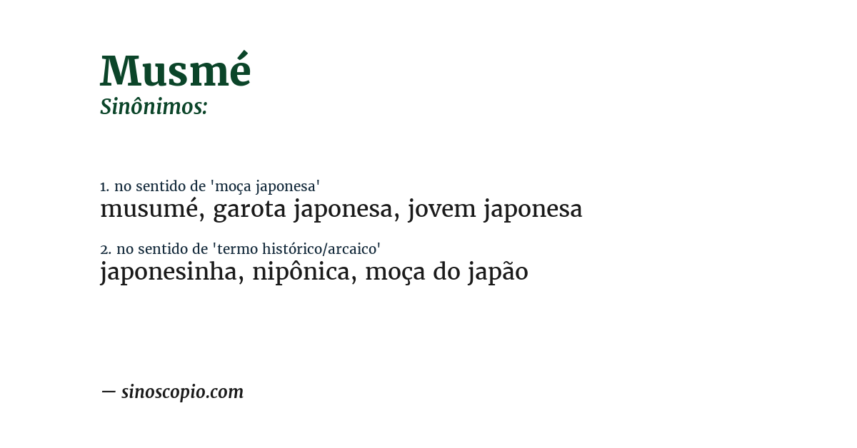 Sinônimo de musmé