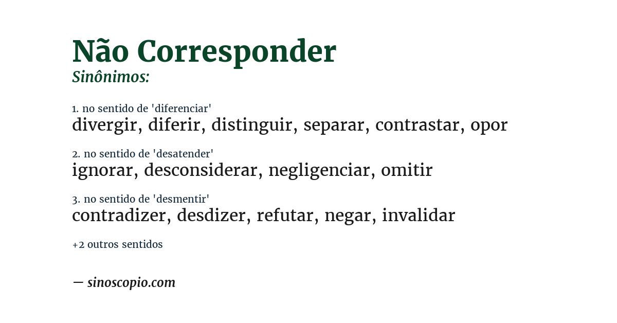 Sinônimo de não corresponder