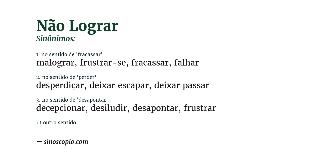 Sinônimo de não lograr