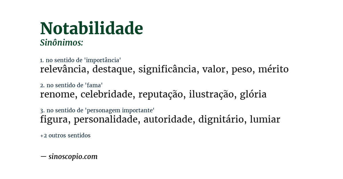 Sinônimo de notabilidade