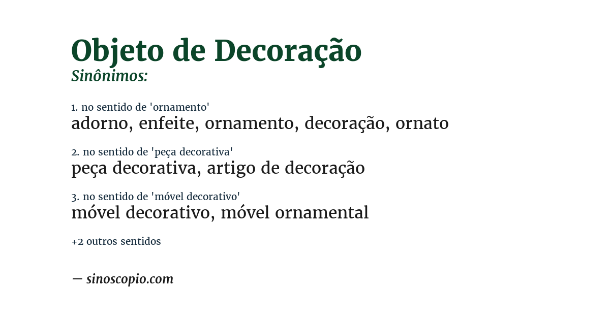 Sinônimo de objeto de decoração