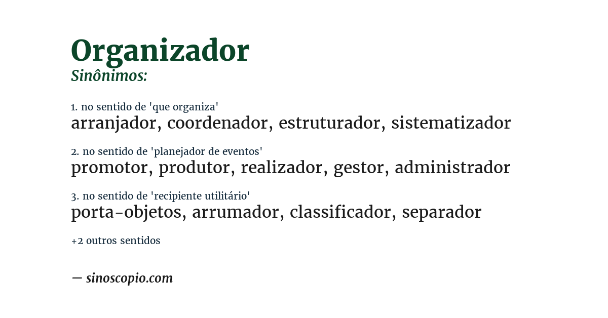 Sinônimo de organizador