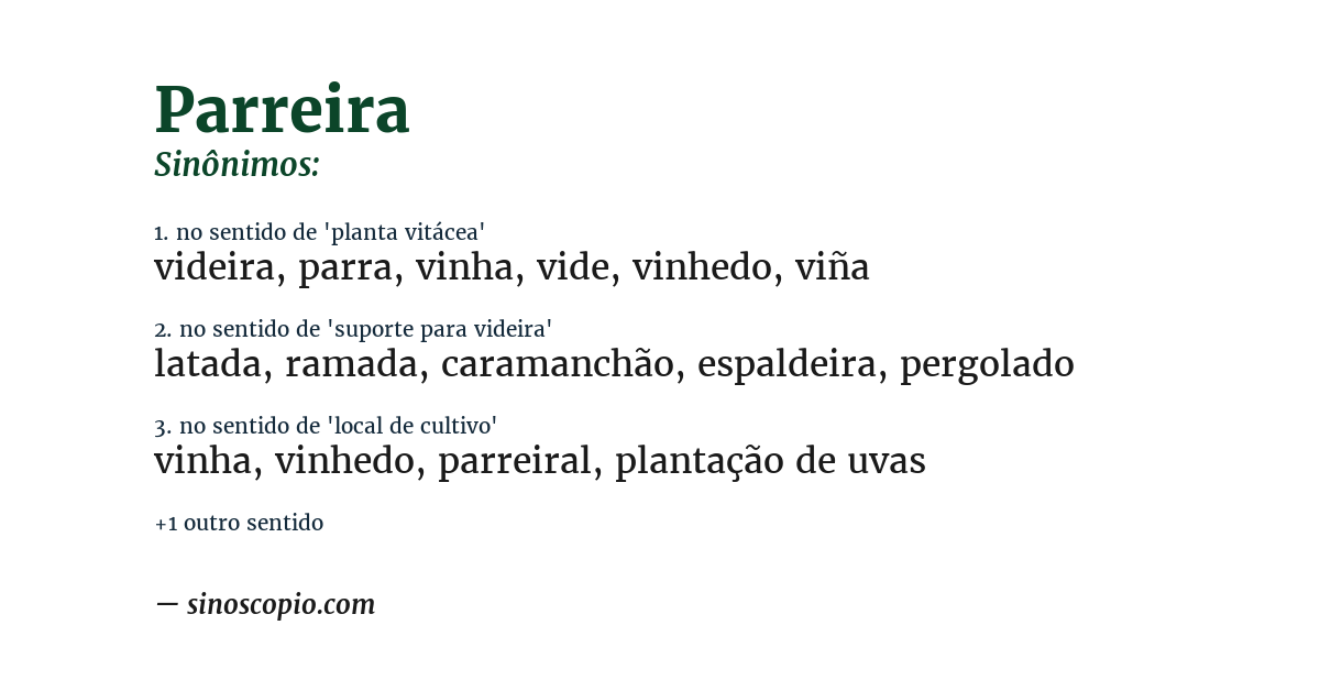 Sinônimo de parreira
