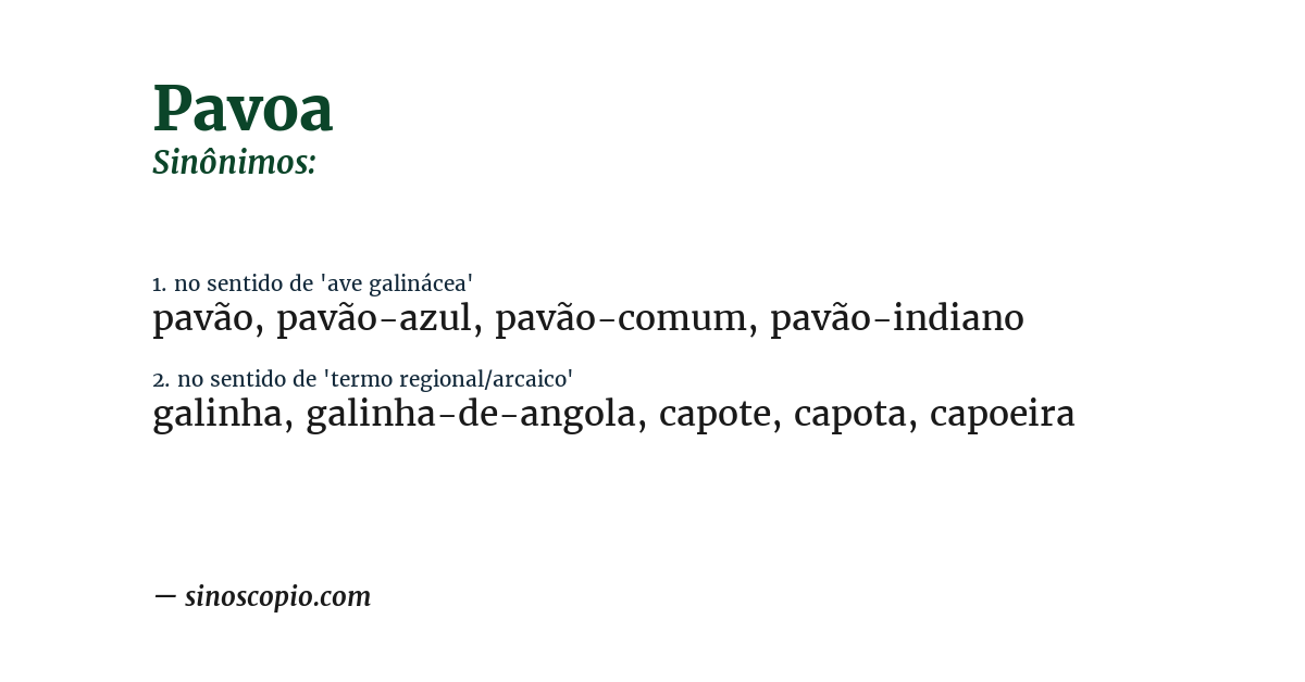 Sinônimo de pavoa
