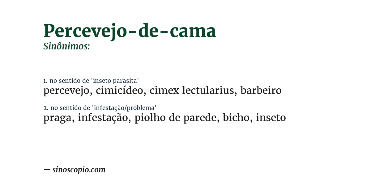 Sinônimo de percevejo-de-cama