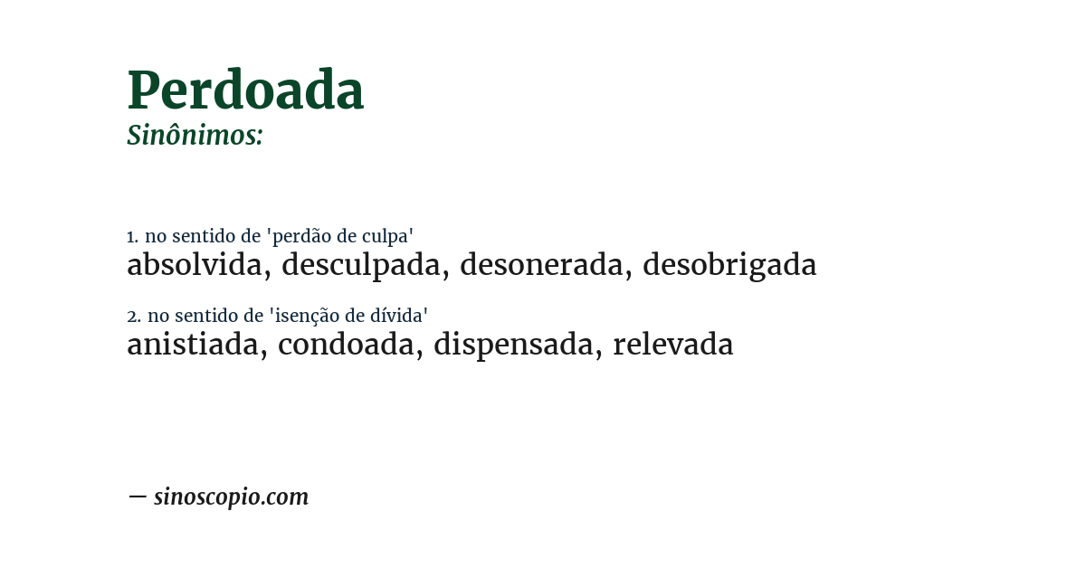 Sinônimo de perdoada