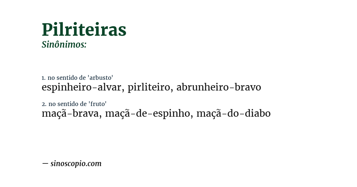 Sinônimo de pilriteiras