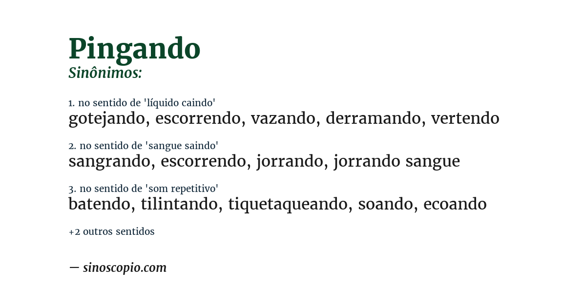 Sinônimo de pingando