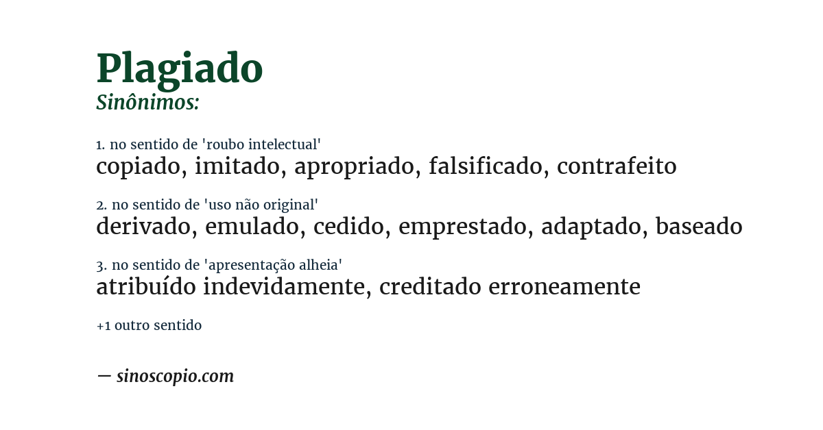 Sinônimo de plagiado