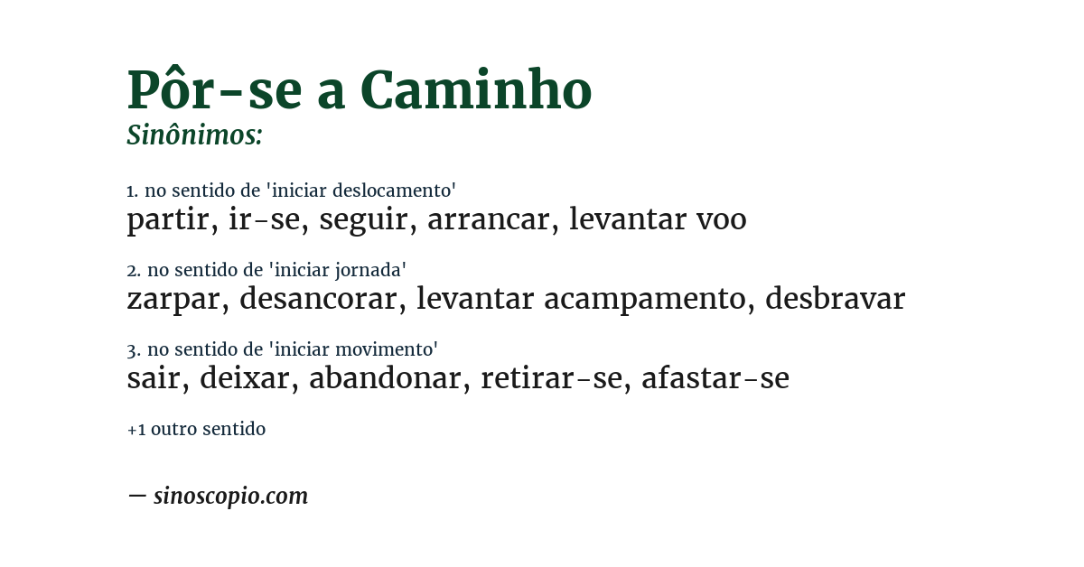 Sinônimo de pôr-se a caminho
