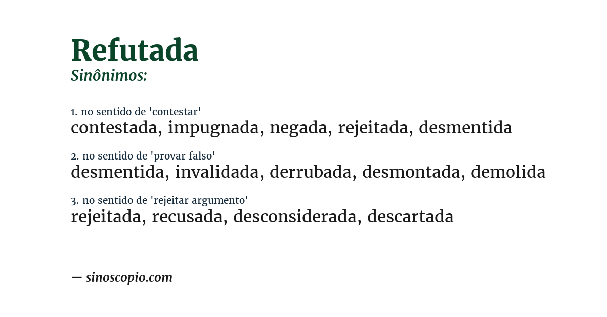 Sinônimo de refutada