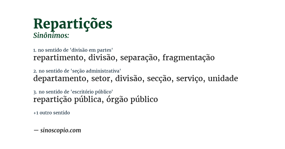 Sinônimo de repartições