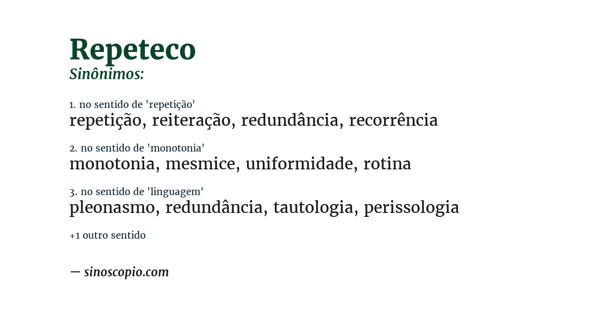 Sinônimo de repeteco