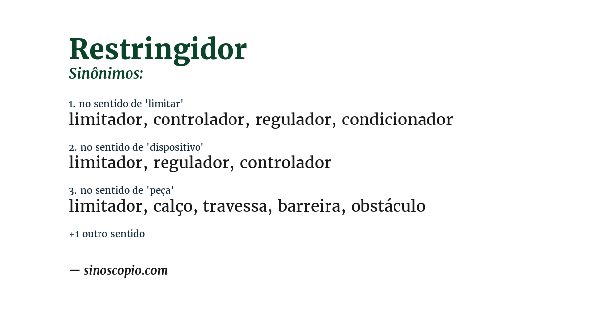 Sinônimo de restringidor