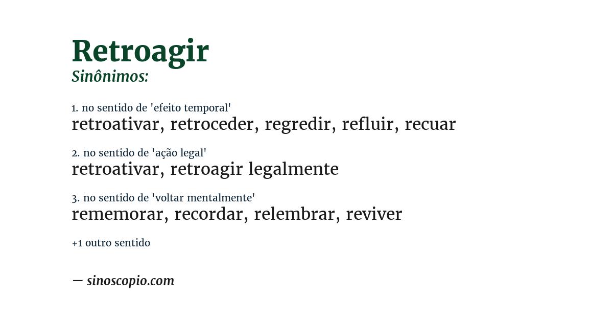 Sinônimo de retroagir