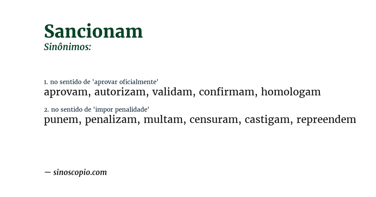 Sinônimo de sancionam