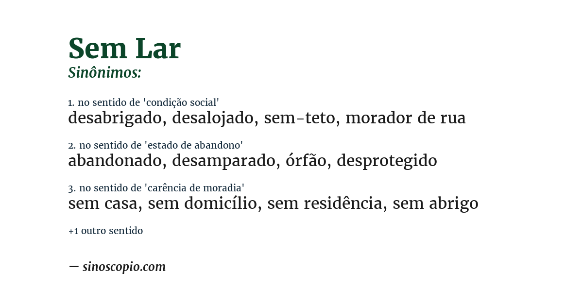 Sinônimo de sem lar