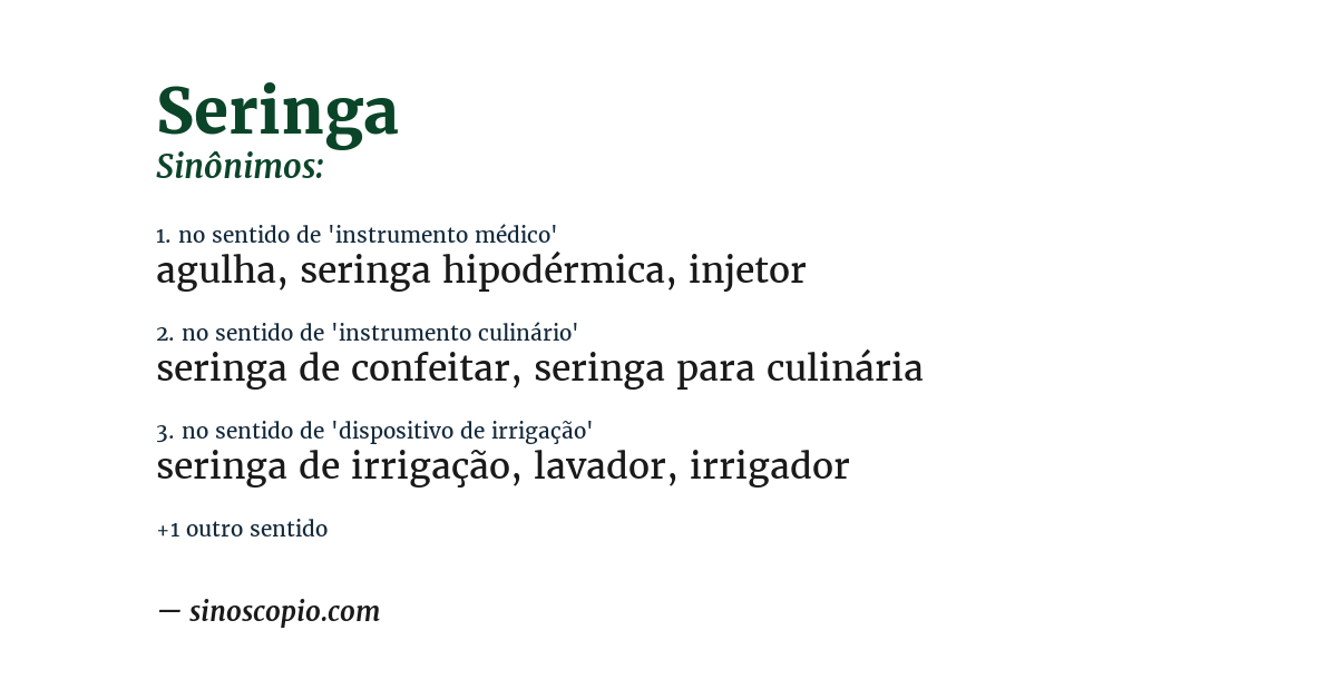 Sinônimo de seringa
