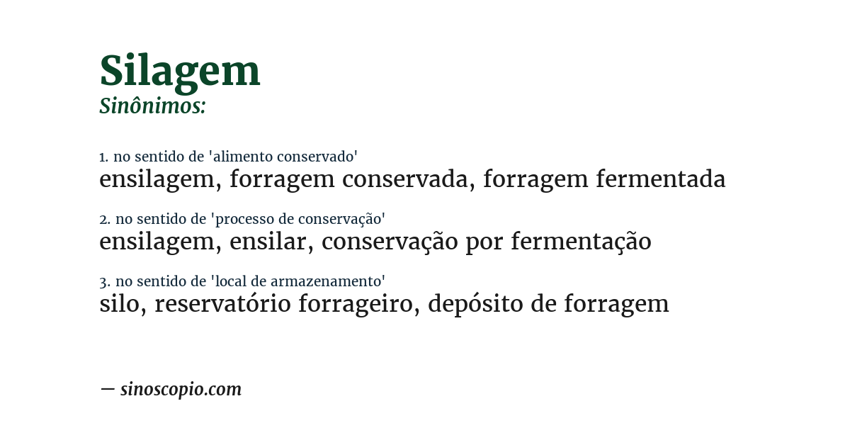 Sinônimo de silagem