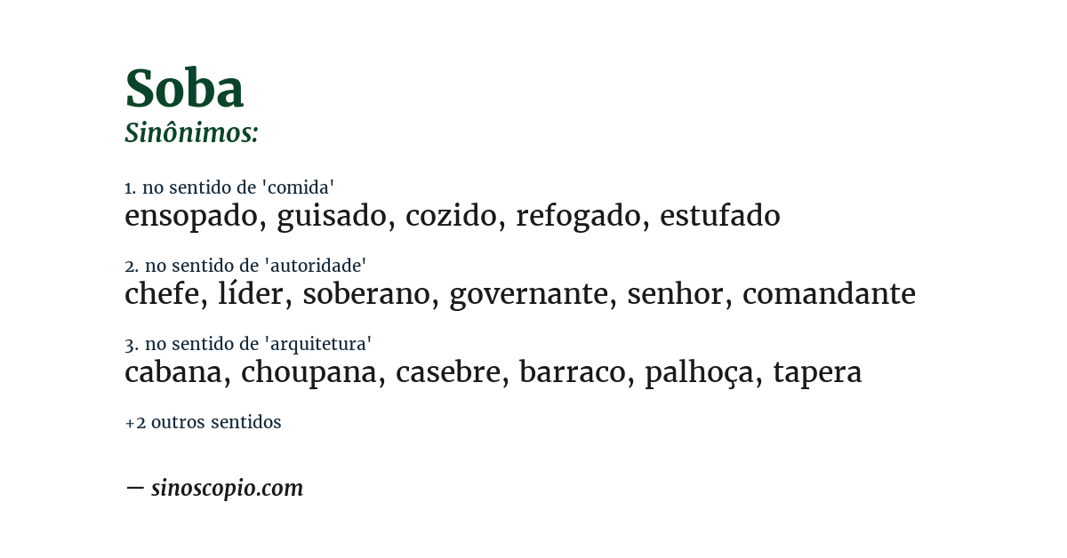 Sinônimo de soba