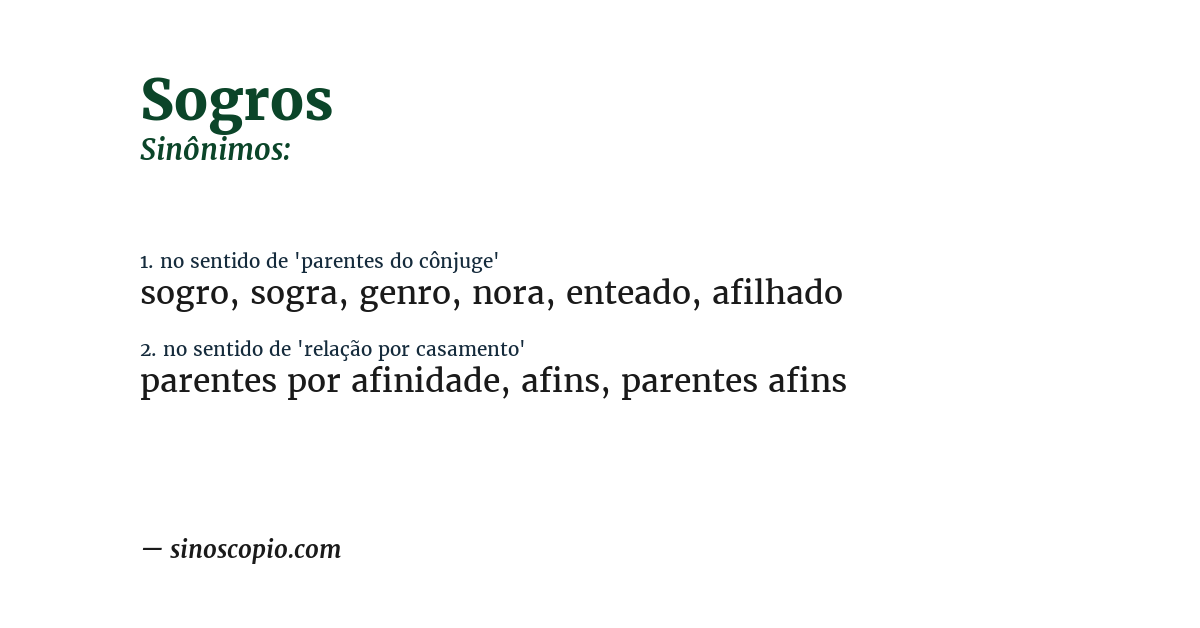 Sinônimo de sogros