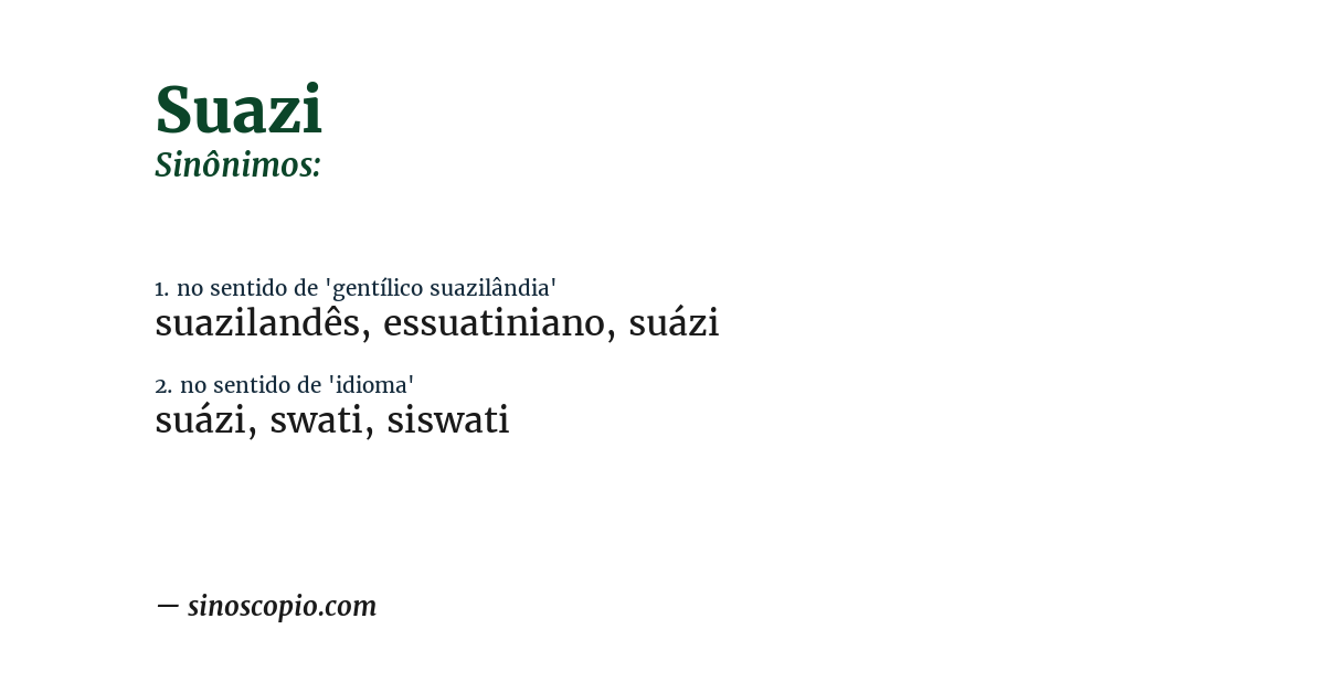 Sinônimo de suazi