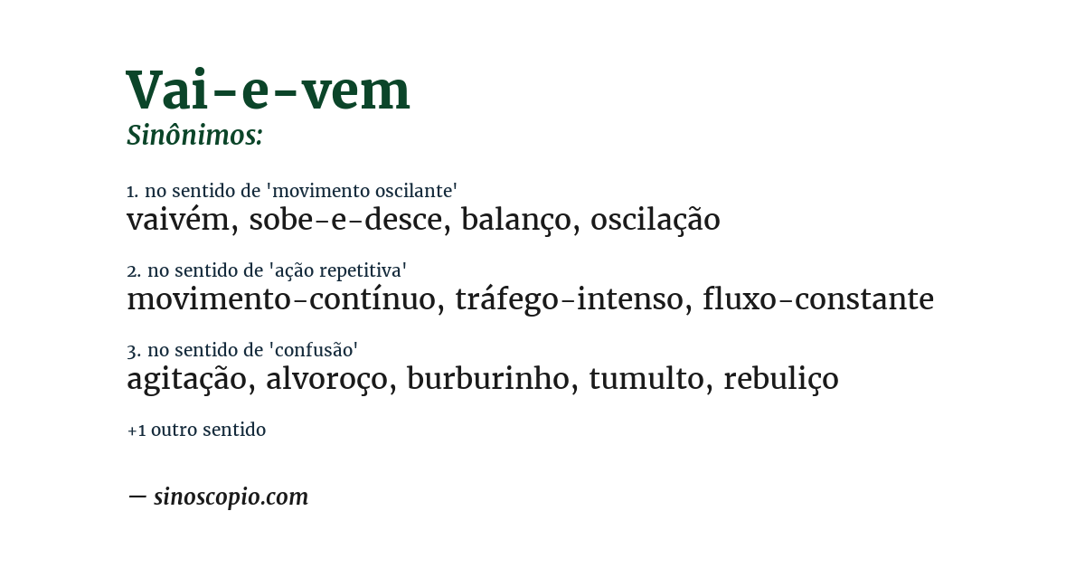 Sinônimo de vai-e-vem
