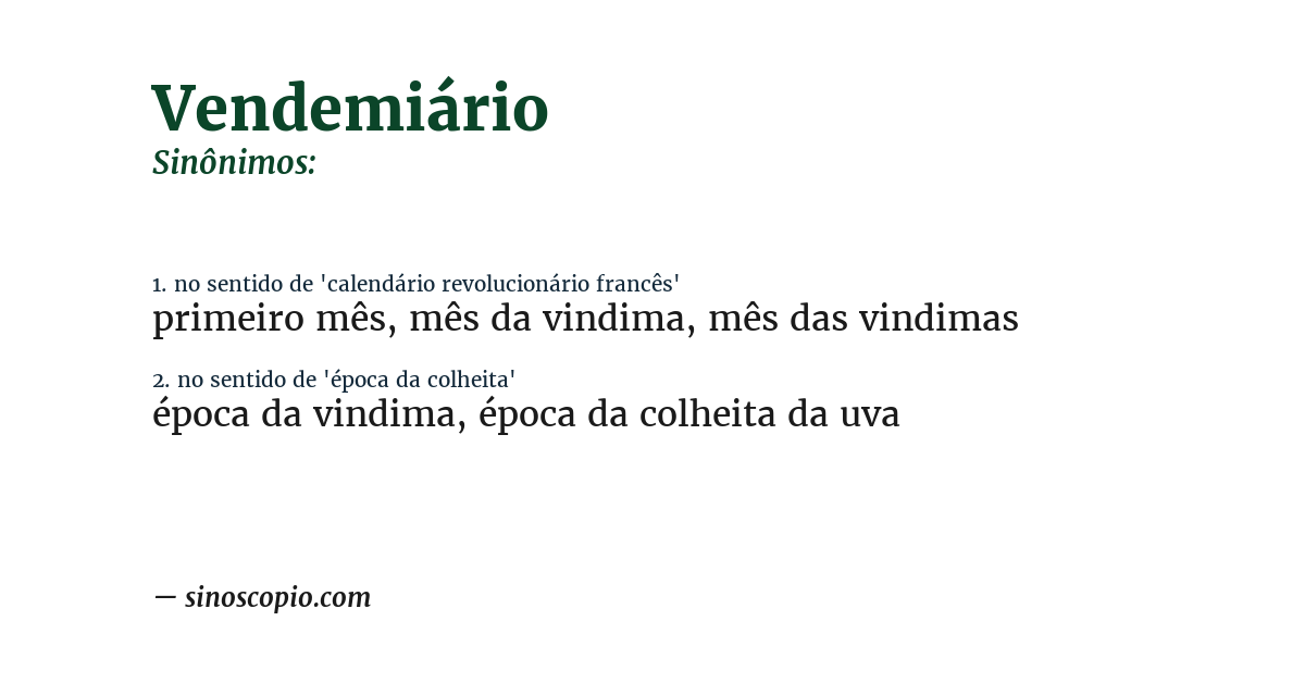 Sinônimo de vendemiário