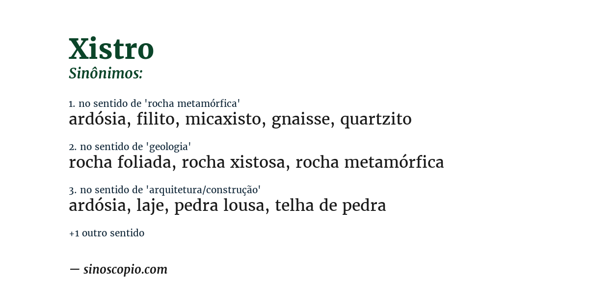 Sinônimo de xistro