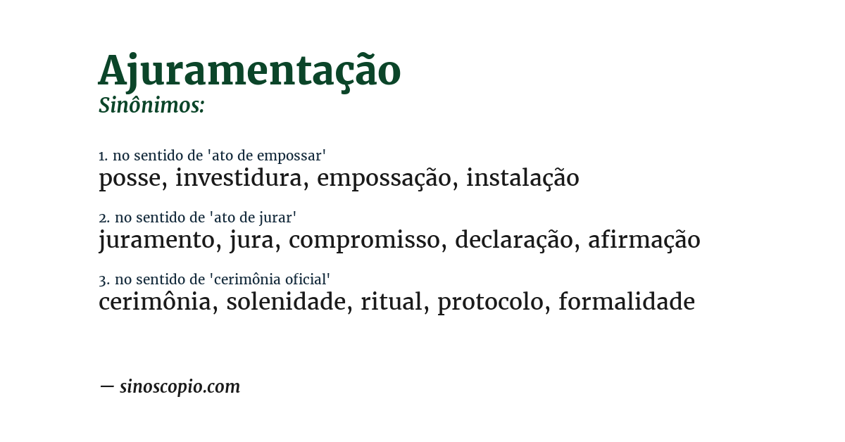 Sinônimo de ajuramentação
